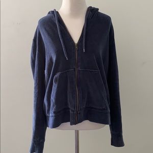 Navy blue velour hooded sweatshirt